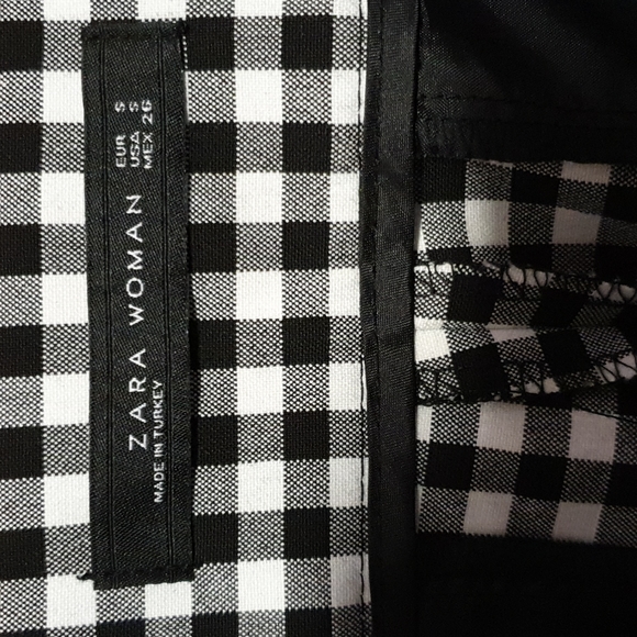 Zara Woman Black White Checked Floral Shorts Size S - Picture 9 of 9